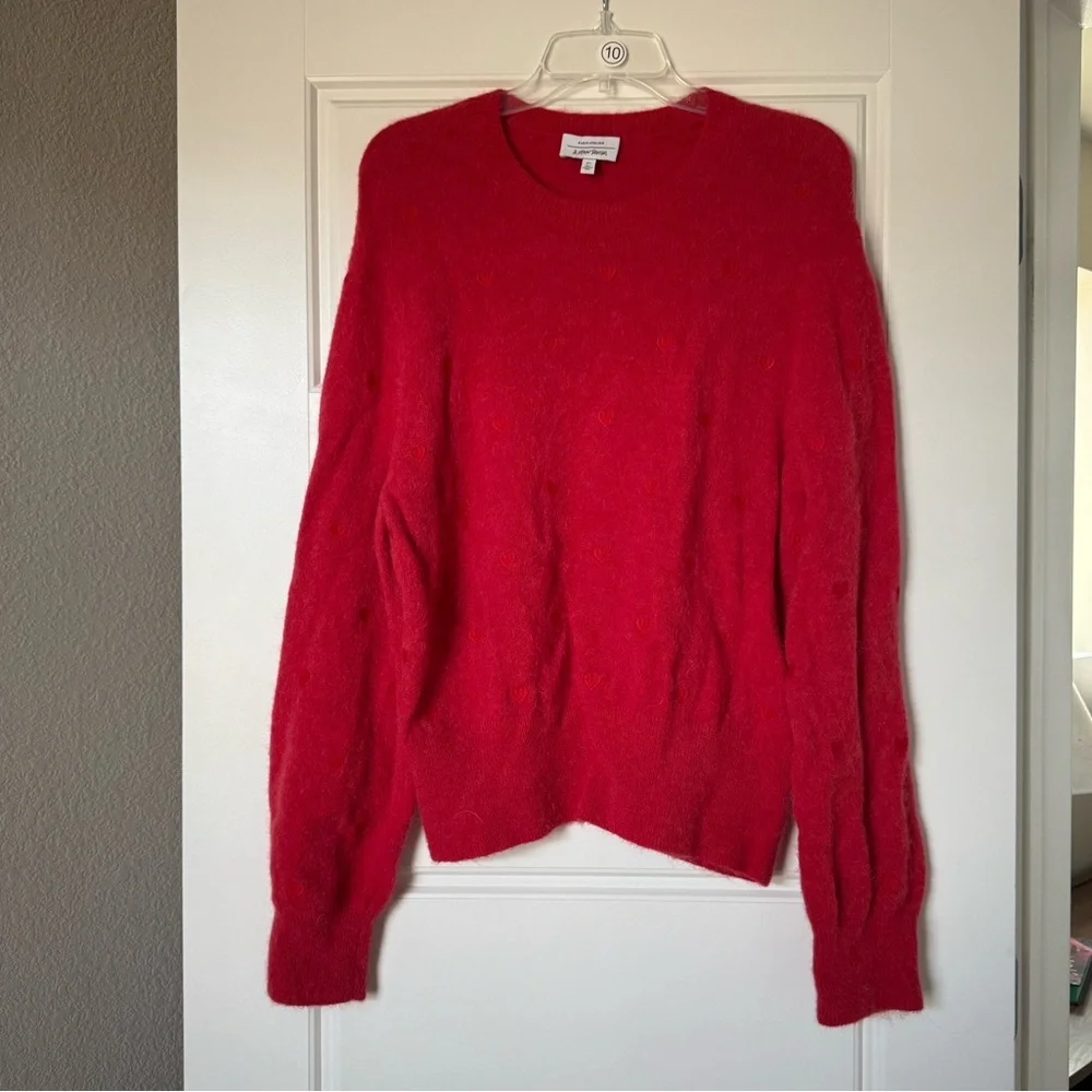& Other Stories Women’s Red Heart Embroidered Mock Neck Jumper Sweater
